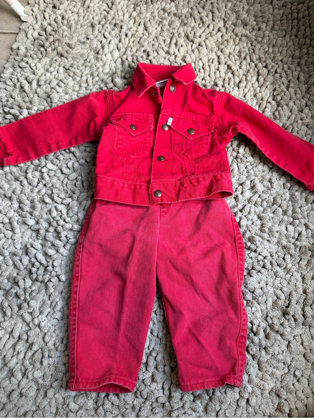 Vintage Little Levi’s red Jean jacket and pants